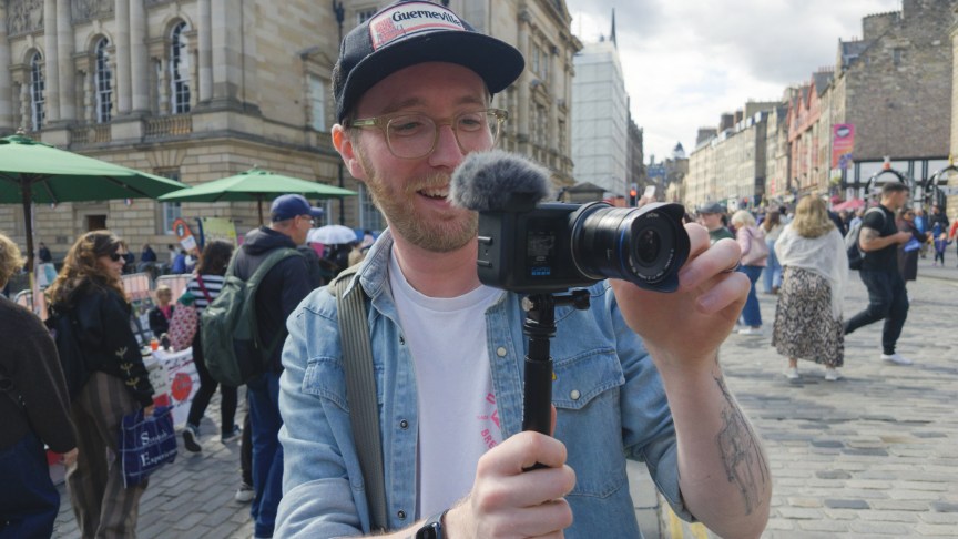 Image of a man using a GoPro camera