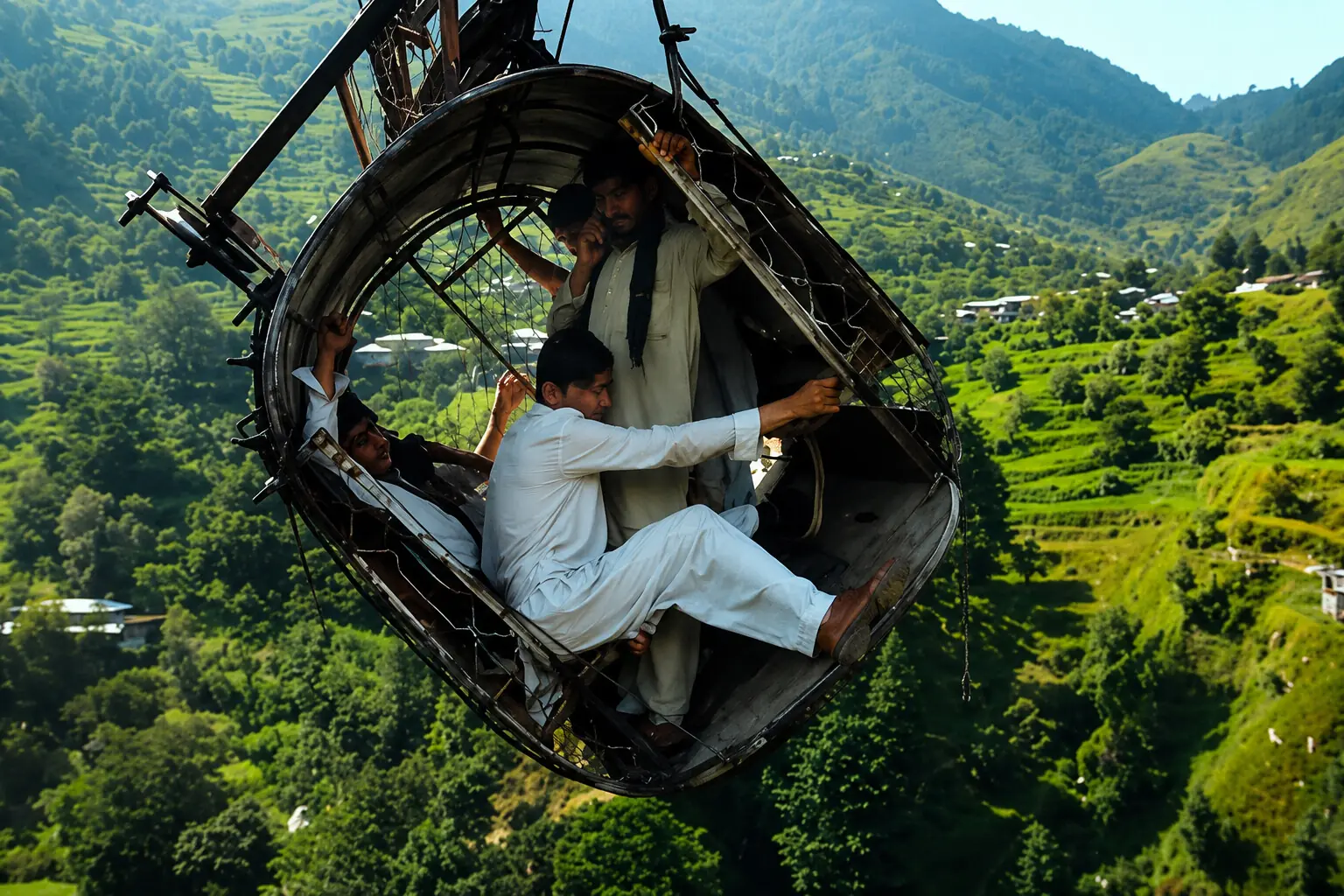 A scene from the documentary Hanging by a Wire