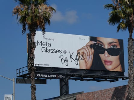 A billboard featuring Kylie Jenner wearing Meta Glasses