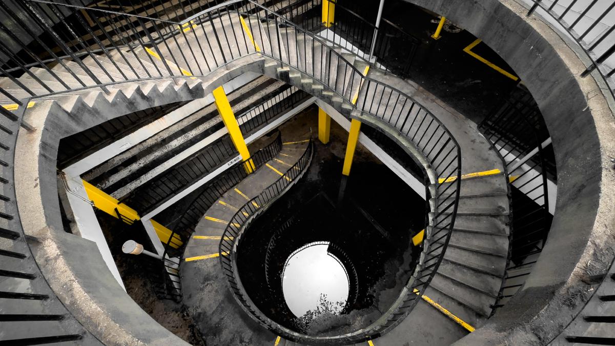 a winding staircase