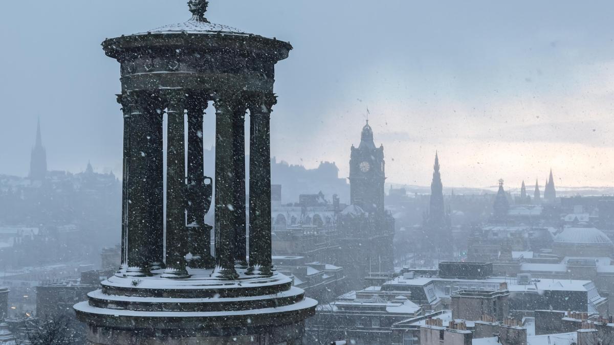a snowy tower