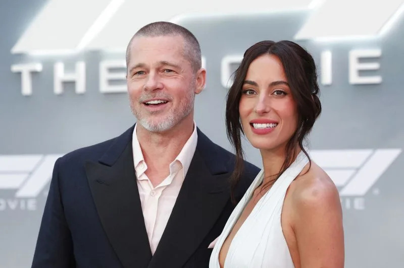 Brad Pitt (L) and Ines de Ramon attend the New York premiere of "F1" in 2025. File Photo by John Angelillo/UPI