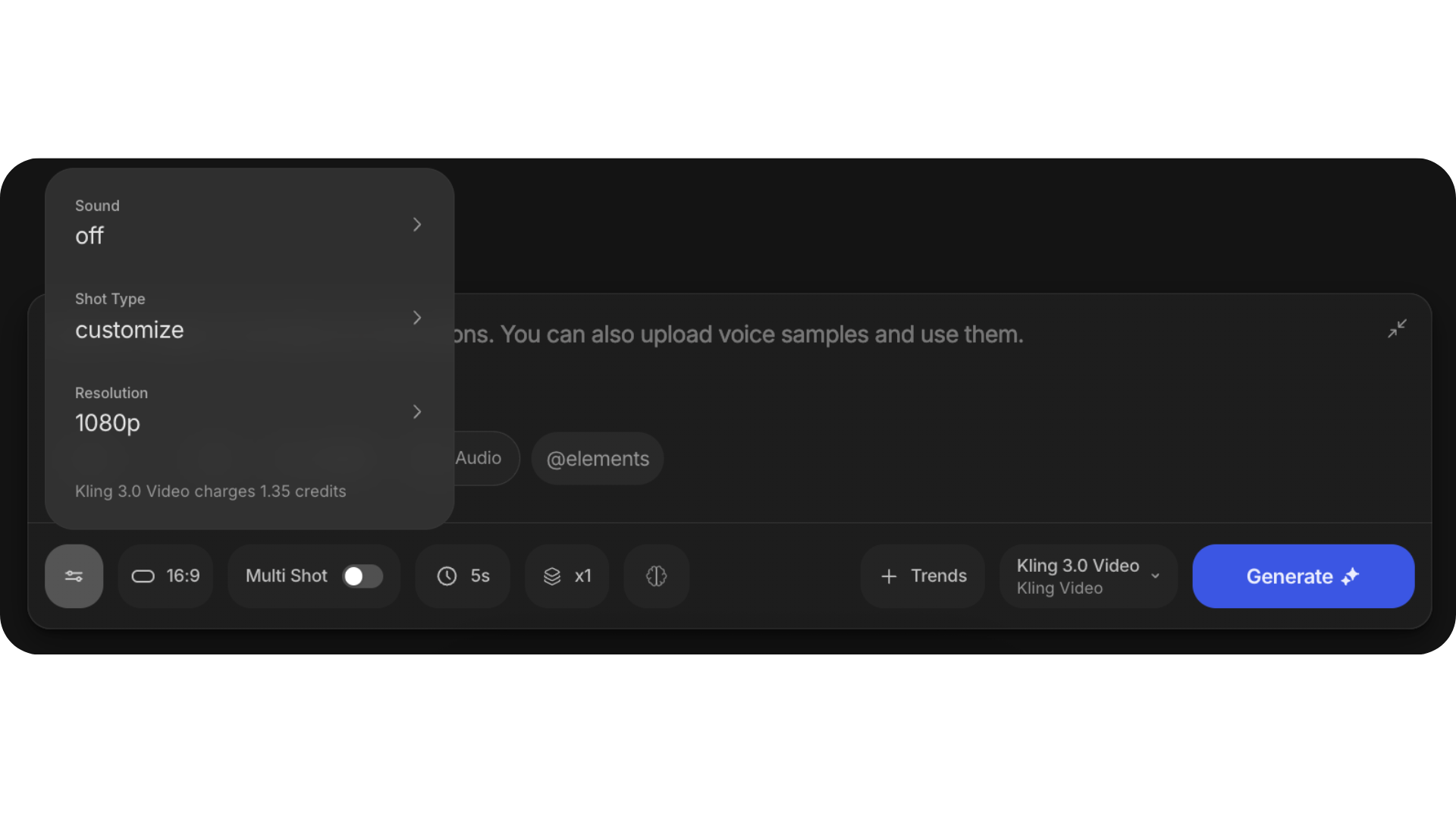 invideo generation controls for an AI camera control workflow