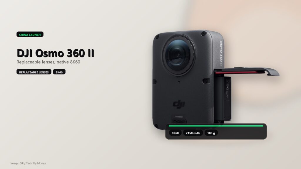 DJI Osmo 360 II: replaceable lenses and 8K60 in China