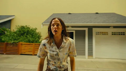 Two side-by-side stills from Obsession and Backrooms (Credit: Focus Features/ A24)