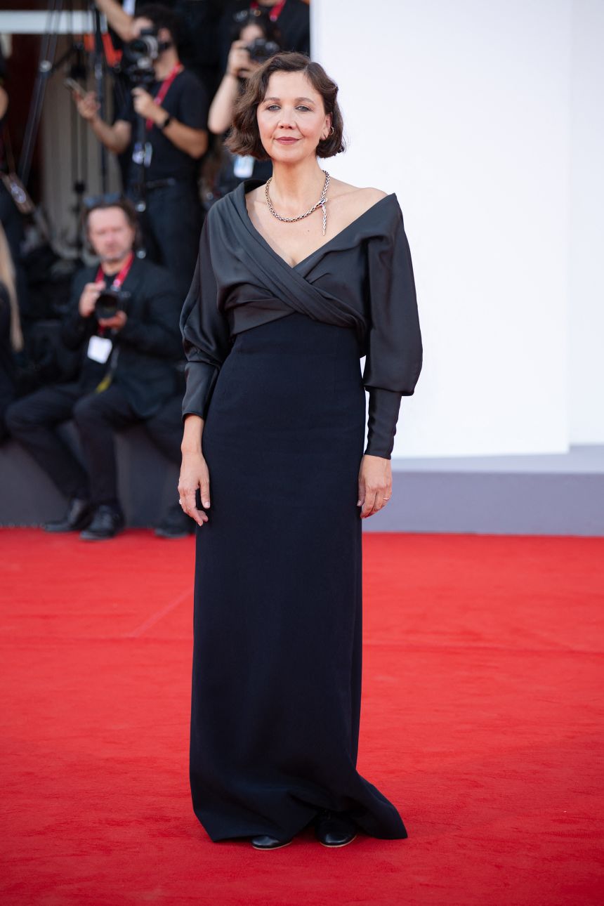 Jury president Maggie Gyllenhaal wore a black Celine dress, with the understated tailoring that has come to define Michael Rider's direction.